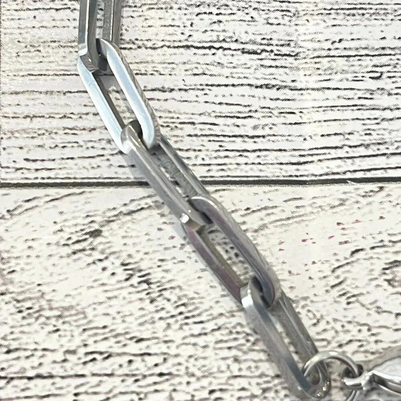 Stainless Steel Paper Clip Link Bracelet Charm Dangle 8.5” - Picture 3 of 5